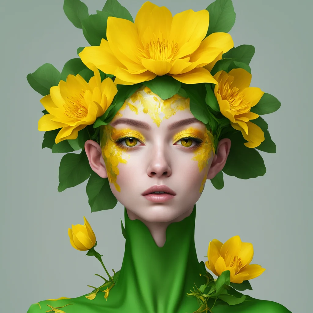 ai%22flower person with yellow petals%2C and golden eyes. green skin%2C digital art%22 good looking trending fantastic 1