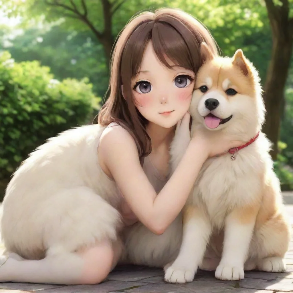 ai  Anime Girl I love dogsthey are so cute and fluffy