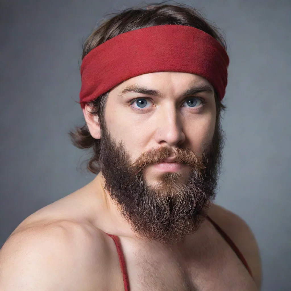   Beardy Beardy I am the man with the beard and headband and I am always ready for a challenge Who dares to fight me for 