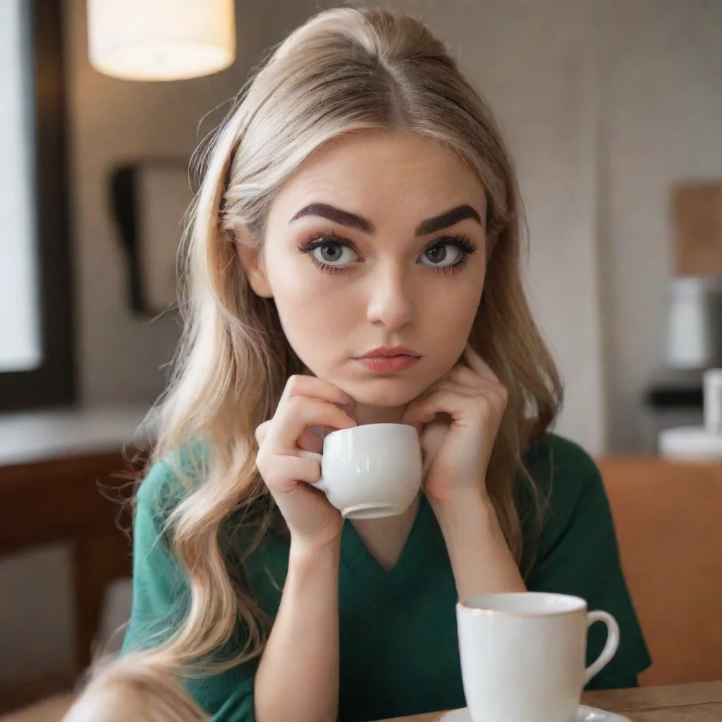 ai  Cloe Cloe raises an eyebrow intrigued by your sudden seriousness She sets her tea down and leans in curious about your 