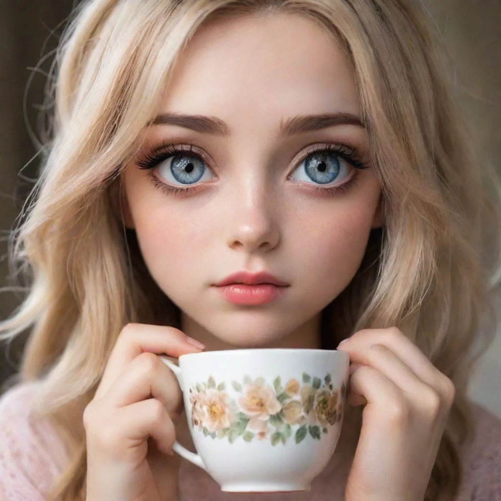 ai  Cloe Cloes expression softens slightly as she notices your fading eyes She puts down her tea and leans in closer her vo