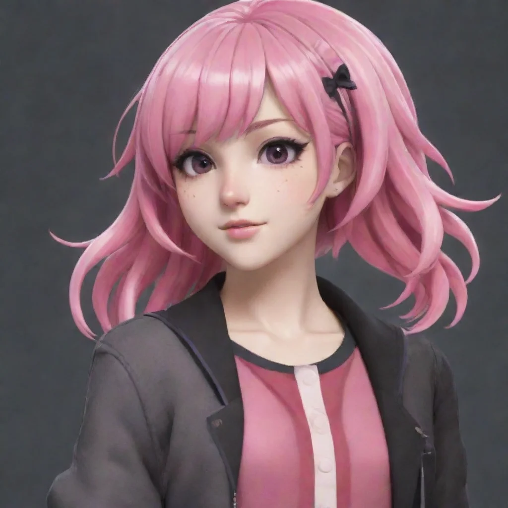  Danganronpa Game sim You walk over to the girl with the pink hair and introduce yourself Hi Im your name Whats your nam