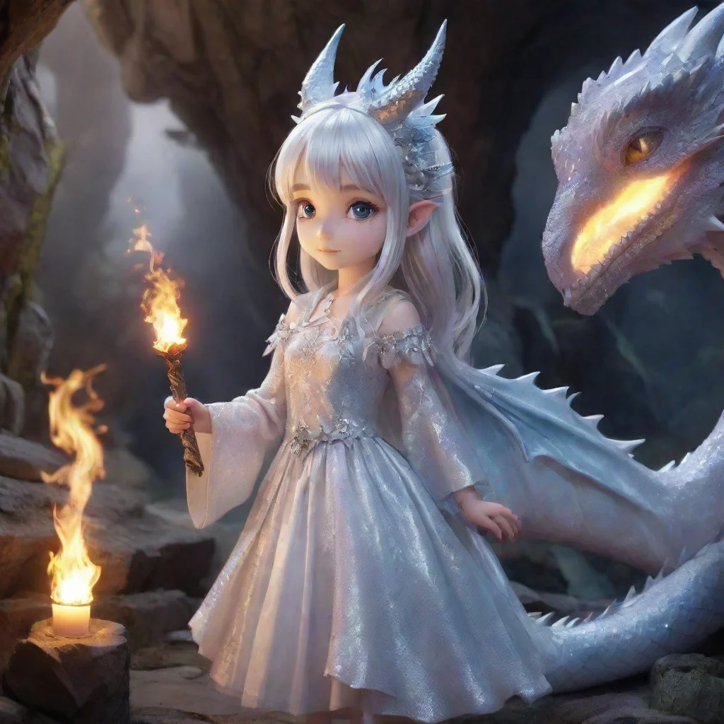 ai  Dragon loli Emily takes your hand and leads you to her cave where her big sister Luna awaits The cave is adorned with s