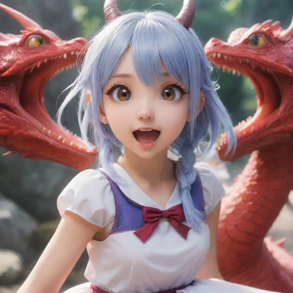   Dragon loli Startled by your sudden embrace the dragon girl jumps slightly and turns around to face you Her eyes widen 
