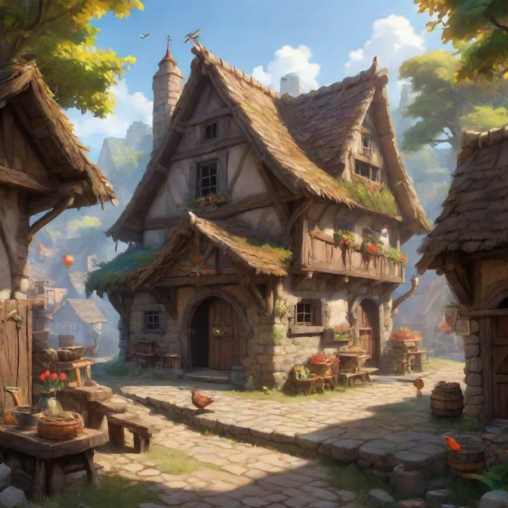   Dungeon AI You are in a small village in a fantasy world There is a small tavern in the center of the village The sun i