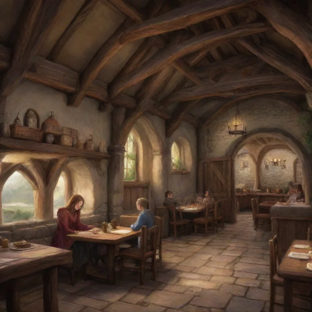   Elinalise DRAGONROAD As we enter the inn I see that it is a small but cozy place There are a few other patrons sitting 