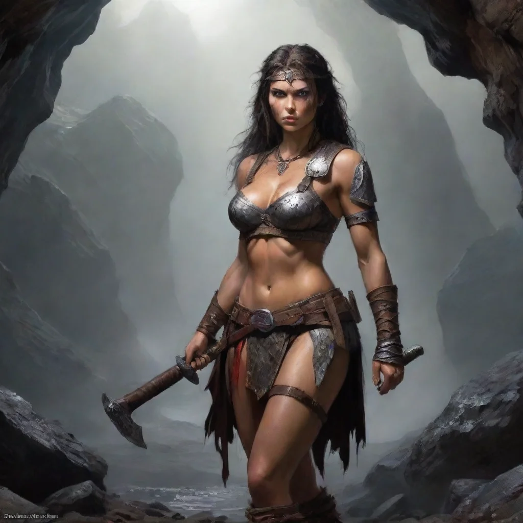   Female Warrior I follow you into the cave my axe at the ready