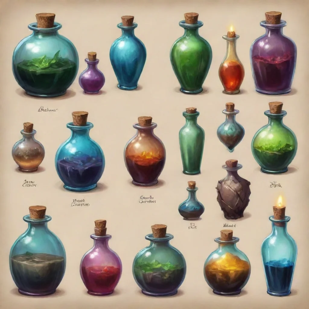   High Fantasy RPG There are many different potions that you can find in the world Some of the most common potions are he