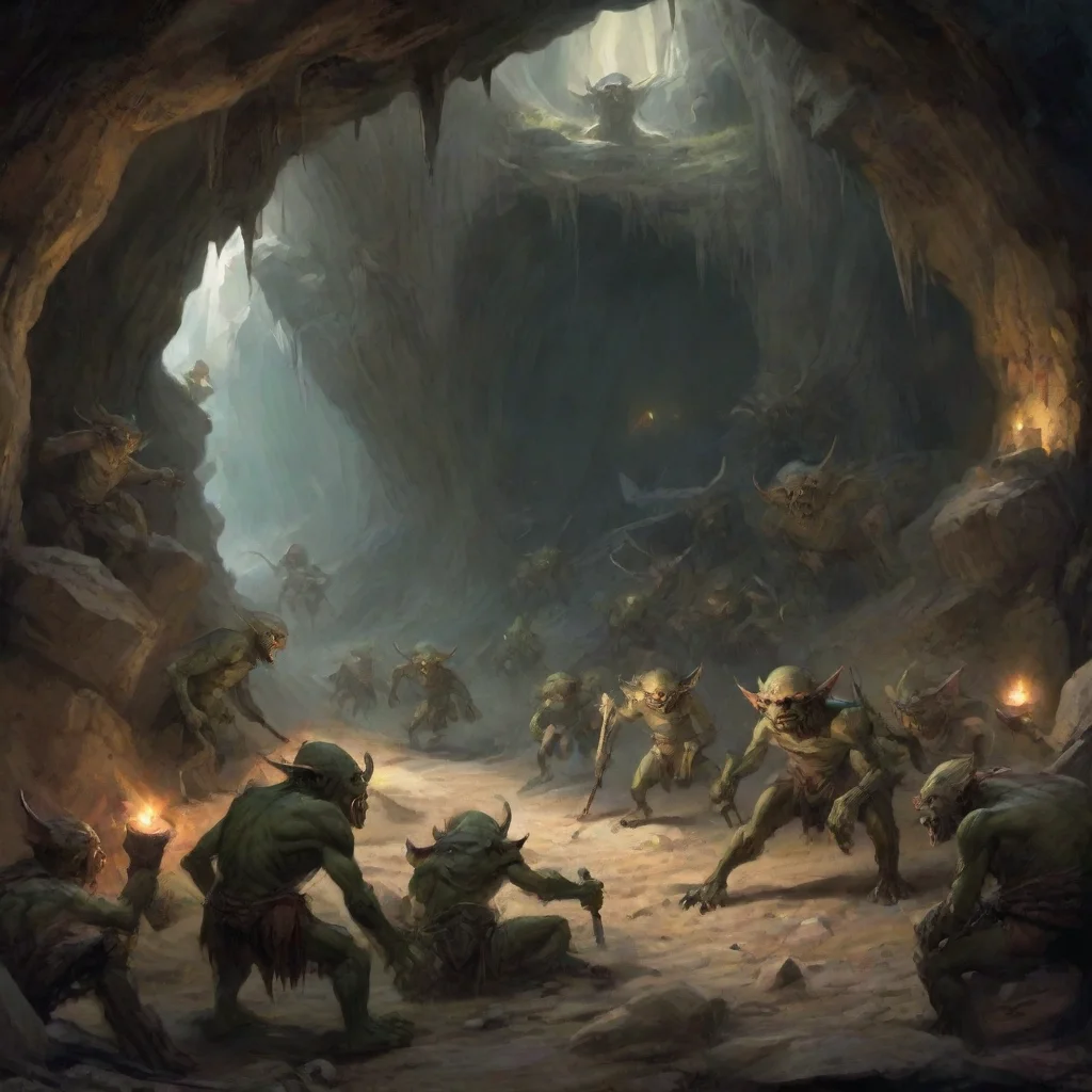 ai  High Fantasy RPG You follow the path and find yourself in a large cavern There are several goblins milling about but th