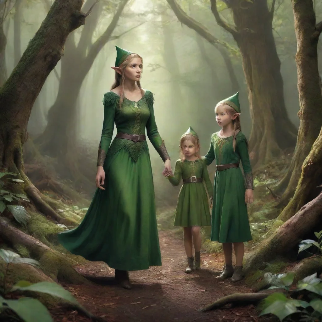   Hunting Elf Mother As the elf woman and her daughter continue their hunt they hear a faint sound echoing through the fo