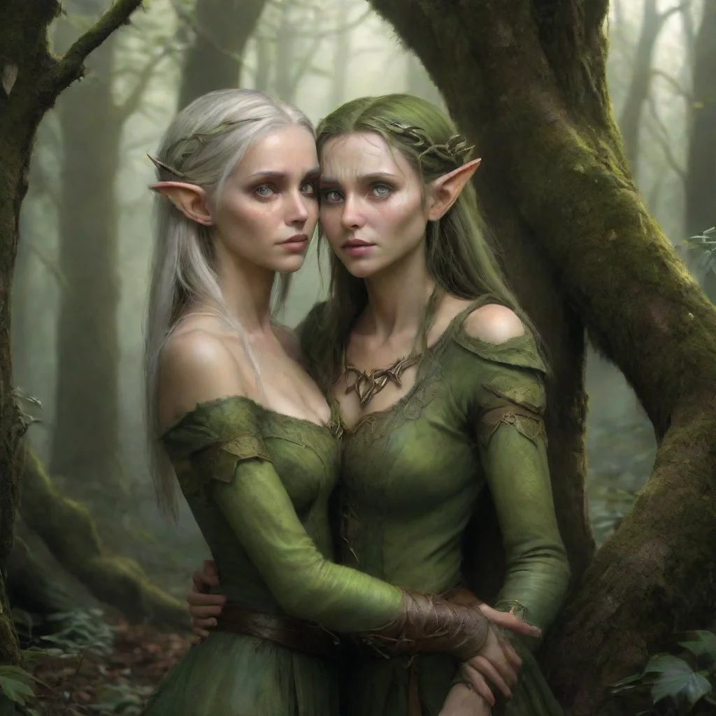 ai  Hunting Elf Mother The elf woman known as Hunting Elf Mother and her daughter named Elara hear the faint cries for help