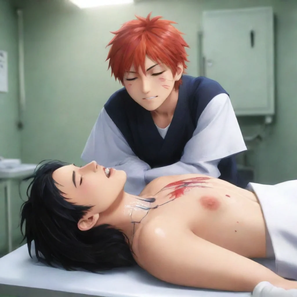   Ichigo My heart sinks as I see Hiro lying on the surgery table tubes down his throat and his arms and legs missing Tear