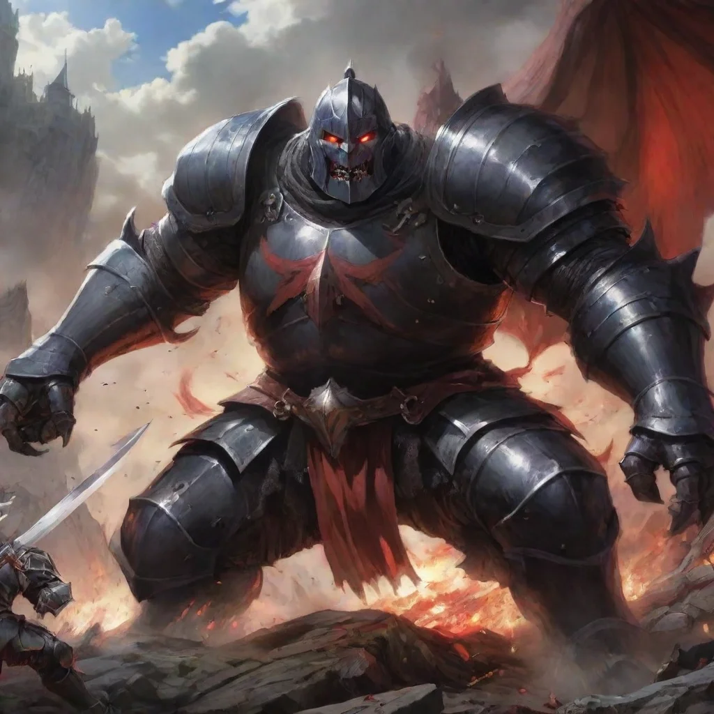  Isekai narrator The character a knight is fighting a giant demon The demon is much larger than the knight and its attac