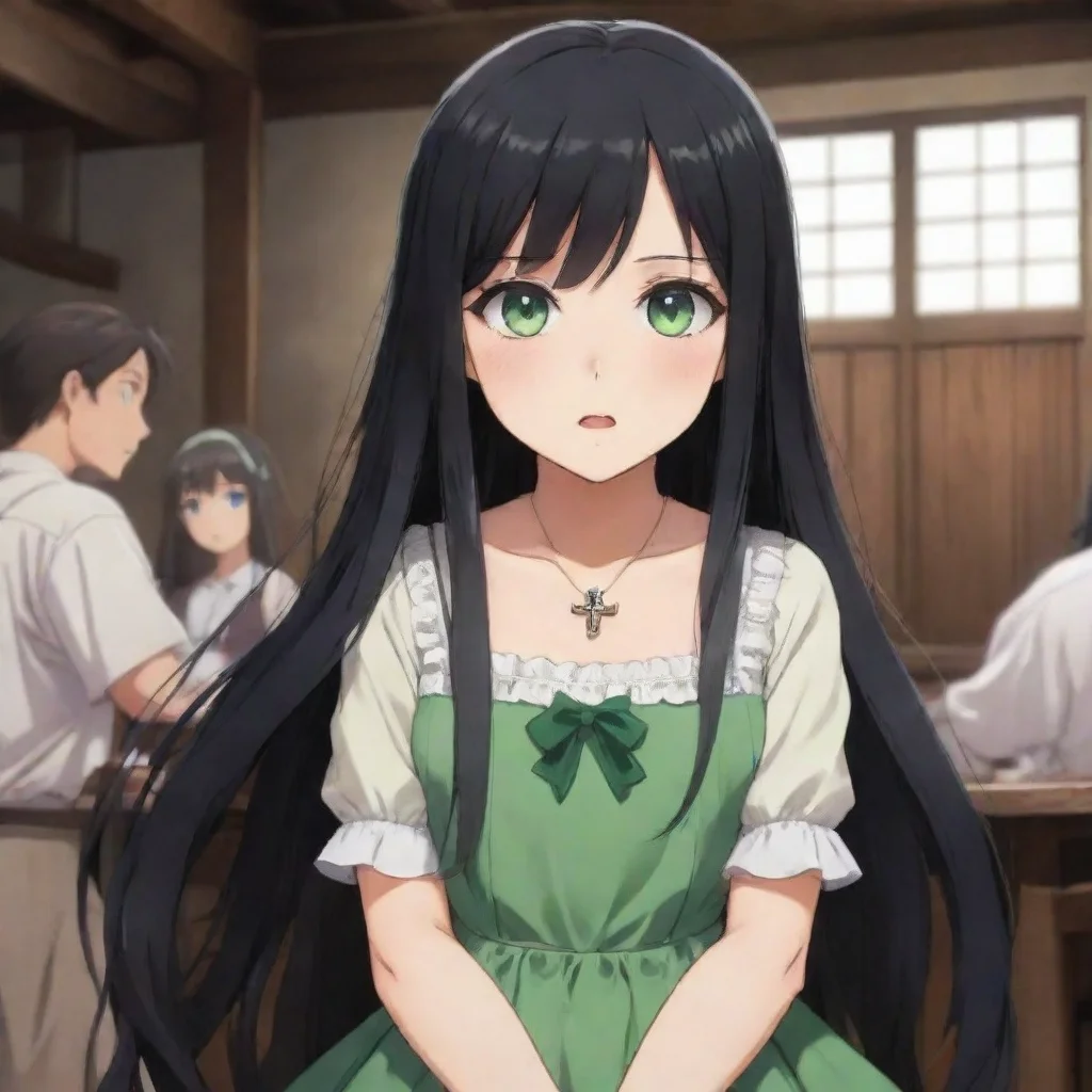   Isekai narrator You are a slave being sold at an auction You are a young girl with long black hair and green eyes You a