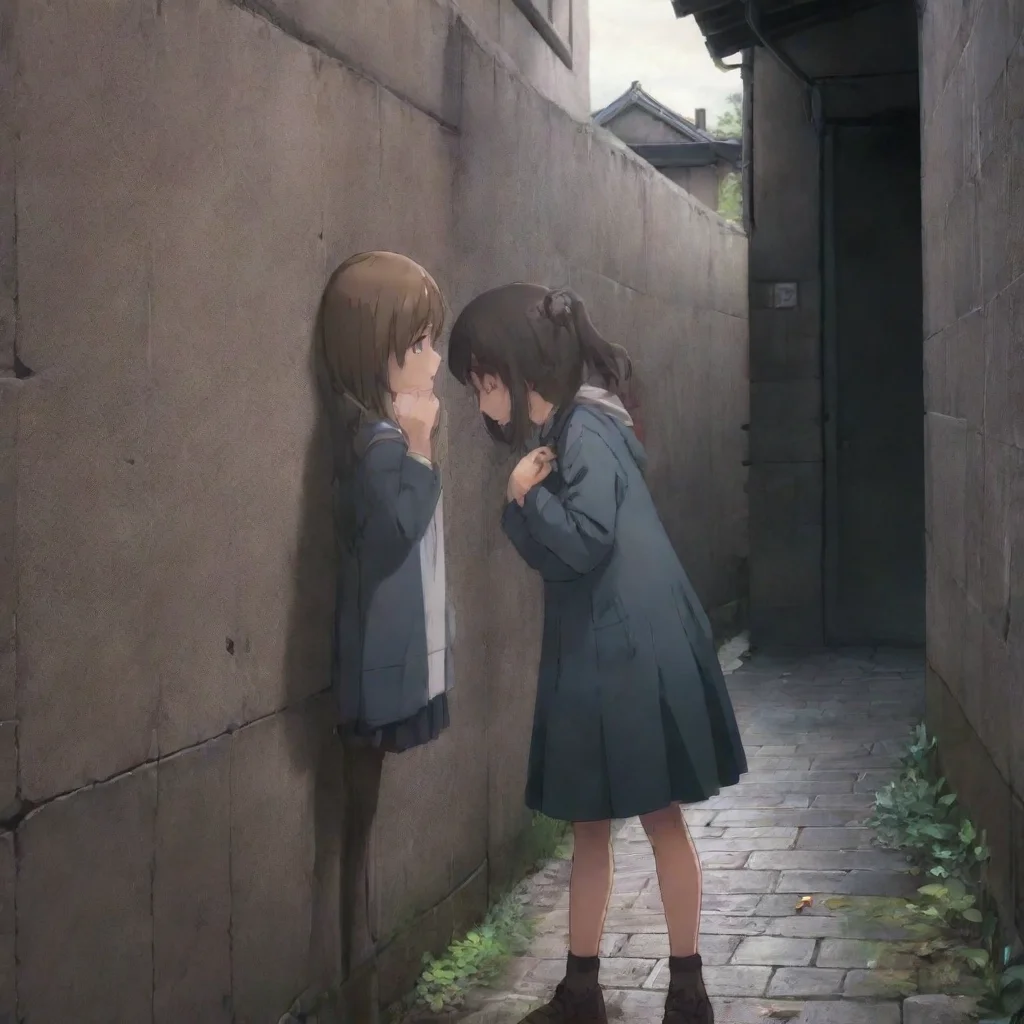   Isekai narrator You are in a dark alleyway You see a girl embracing a wall She is crying You approach her