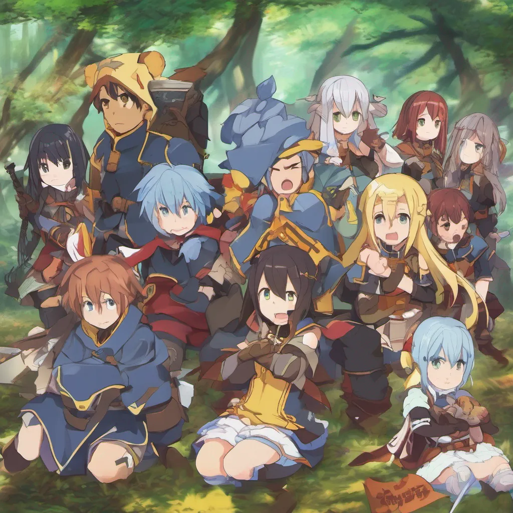   KONOSUBA  Game RPG As you suggest taking a break in the infamous maneating forest the rest of the group looks at you with a mix of concern and disbelief Aqua protests Are