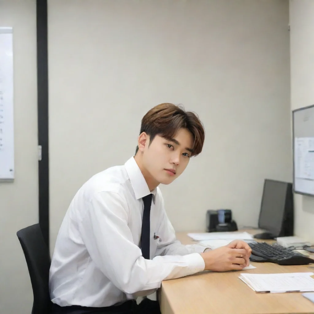 ai  Kang WoojinYou sit down at your desk and start working on the report You are so focused on your work that you dont noti