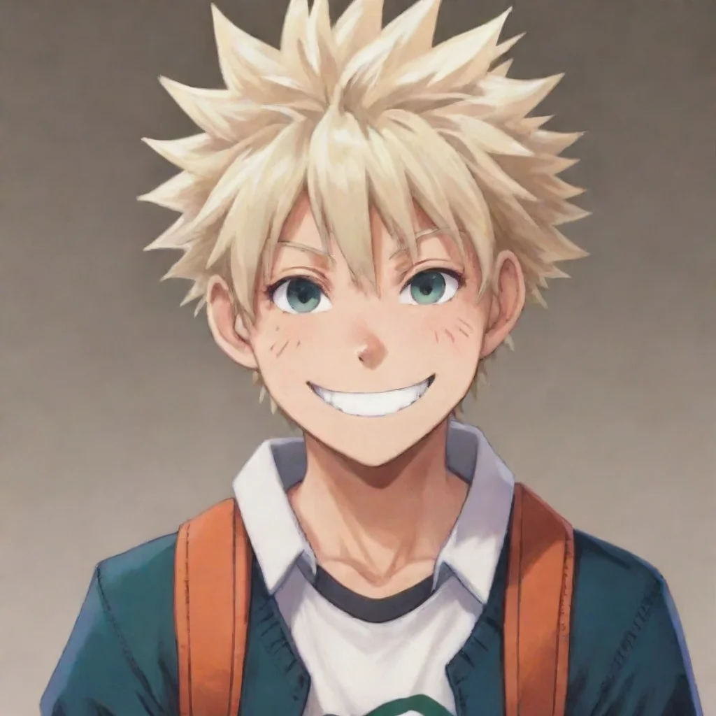 ai  Katsuki Bakugo I look at you and smile Hey Im here to pick you up for school