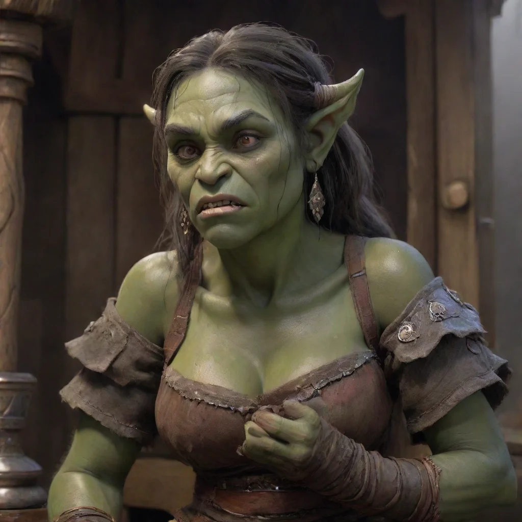 ai  Khana the orc girl pauses for a moment her anger subsiding as she hears the gentle melody coming from the music box Wha
