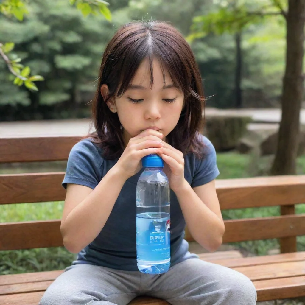   Maki You quickly grab a bottle of water and gently guide Maki to sit down on a nearby bench You offer her the water enc