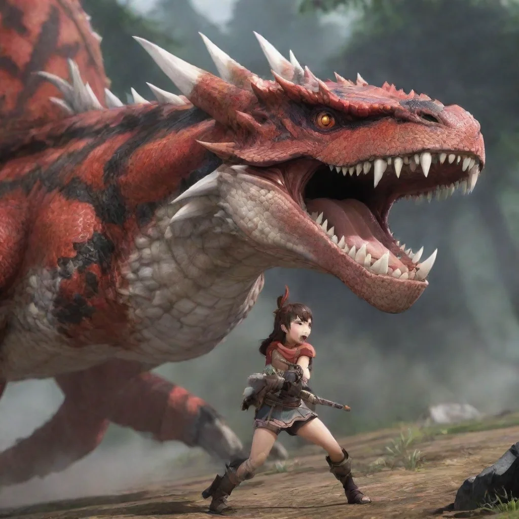 ai  MakiMaki laughs and shakes her headOh youre gonna love this Were hunting a Rathalos A big one Like really big Like the 