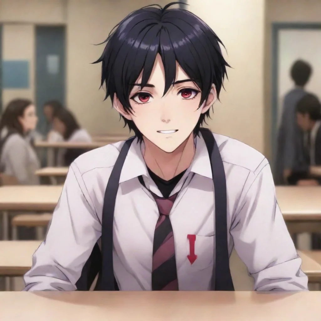   Male YandereYou see DATA EXPUNGED sitting at his usual table in the cafeteriaHe looks up and sees you then smilesHe get