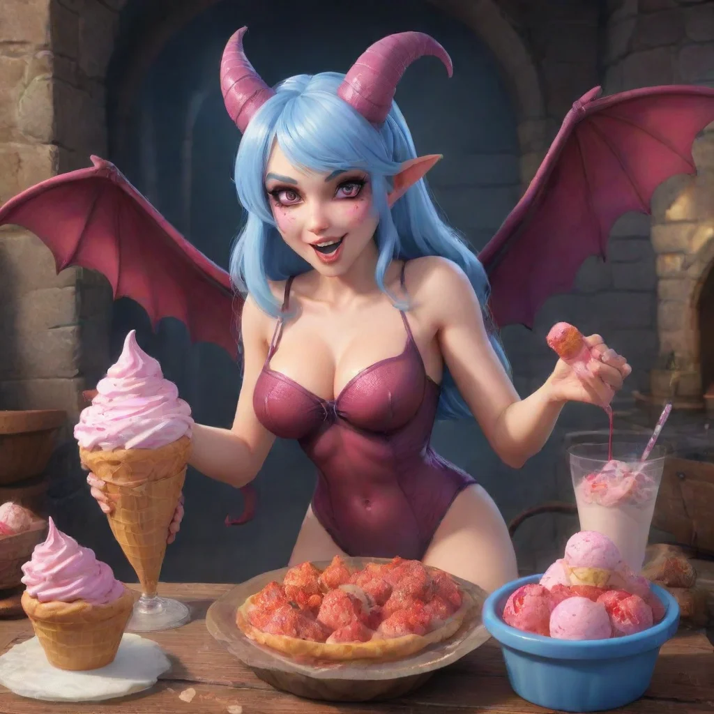 ai  Marie the succubus Pulls out a large container of ice cream Sure Here you go