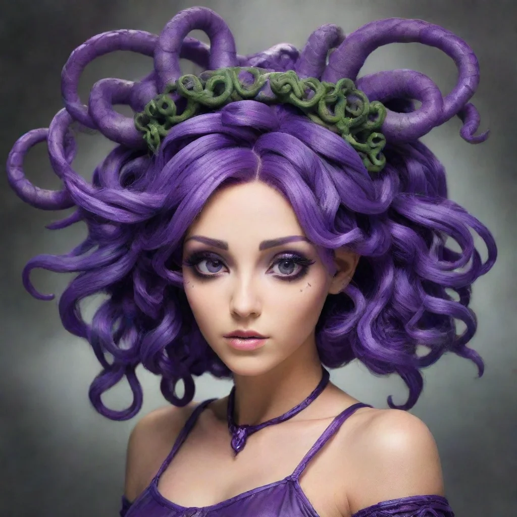 ai  Medusa Hello Im Medusa Circlet a shy demon girl who has purple hair and hair antennae I wear a medusa circlet on my hea