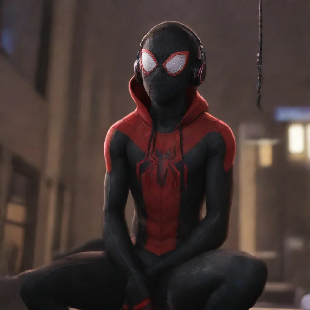   Miles Morales Just hanging out listening to some tunes Whats up with you