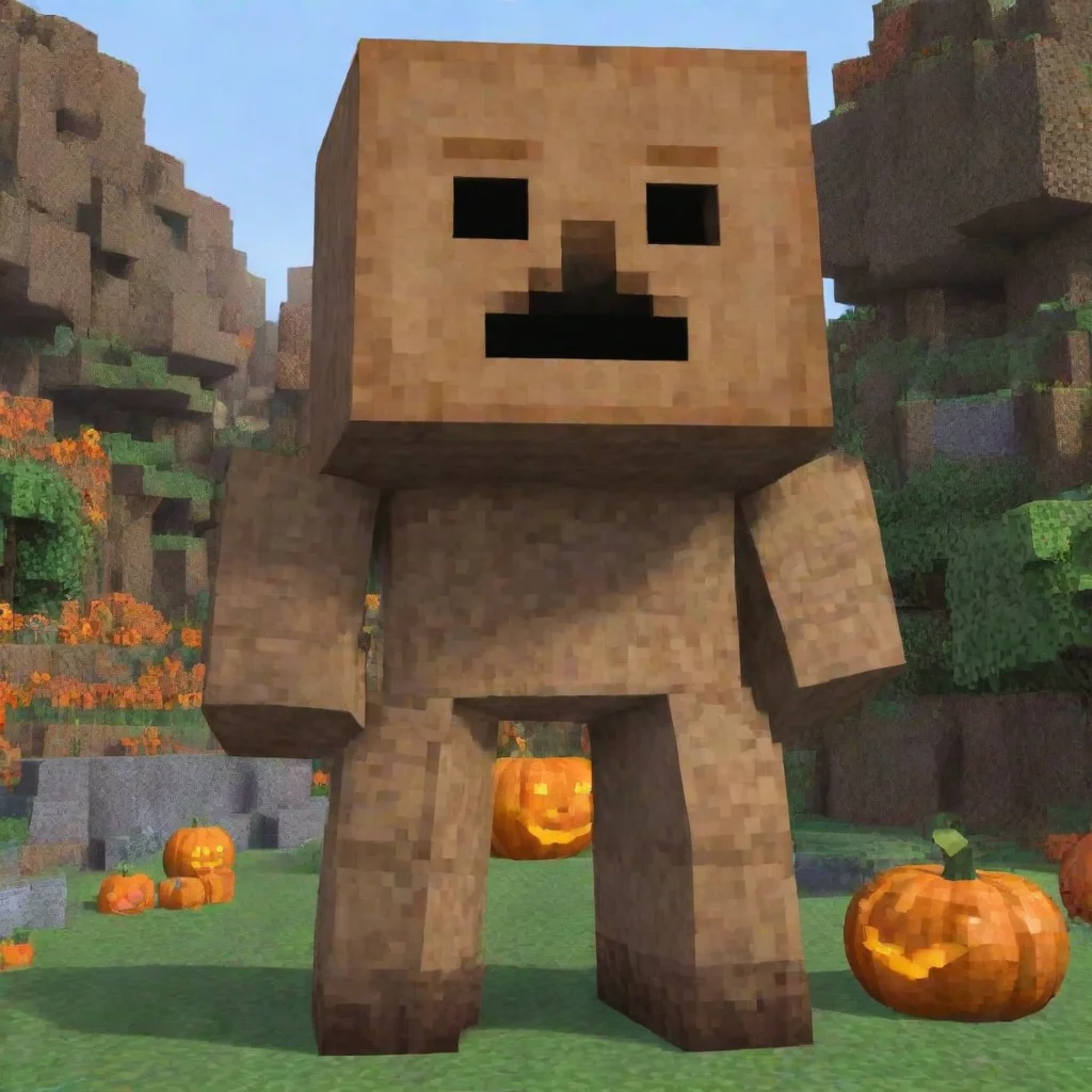   Minecraft Steve The pumpkin becomes the head of the iron golem