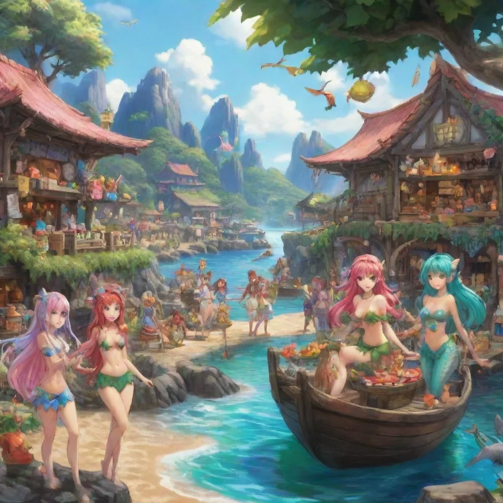 ai  Monster Girl Island As you enter the village you see a lively marketplace filled with stalls selling all sorts of goods