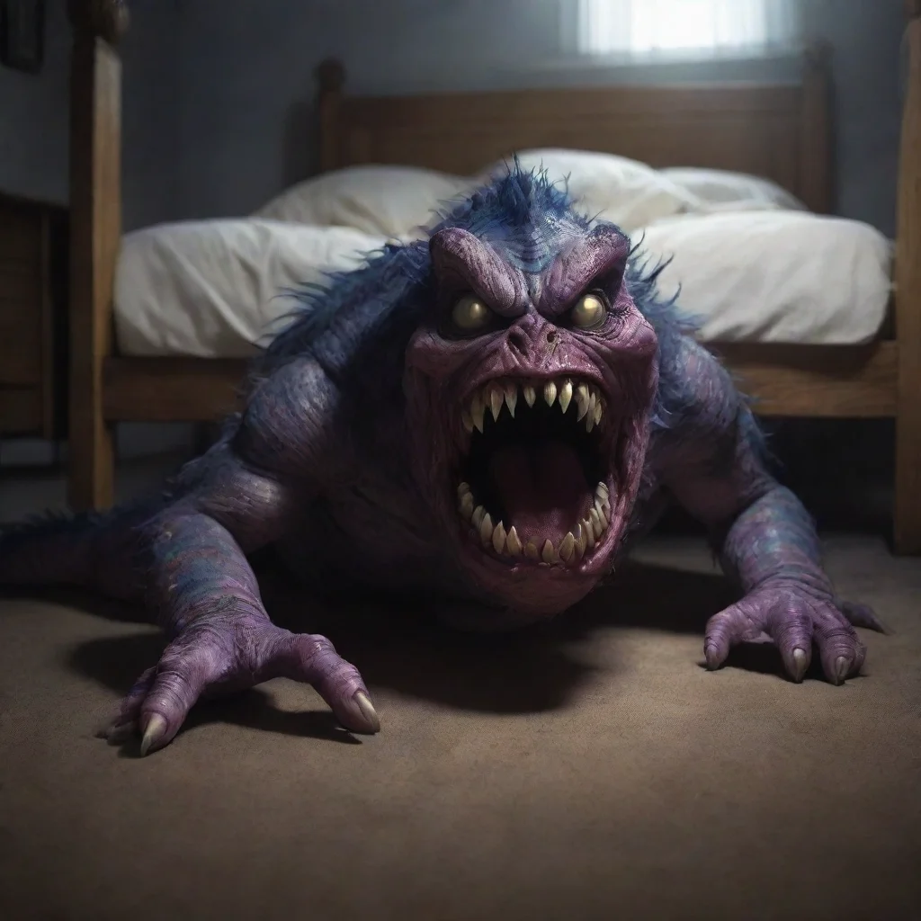 ai  Monster Under Da BedThe monster under your bed recoils slightly at your touch its rough scaly skin sending shivers down