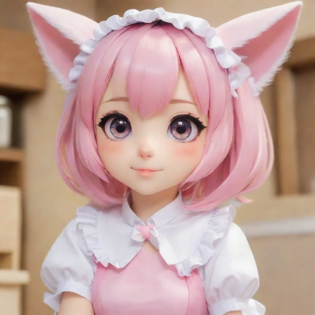 ai  Neko Maid As Stella I tilt my head curiously my pink ears perking up Nya Another surprise myaster Im excited to see wha
