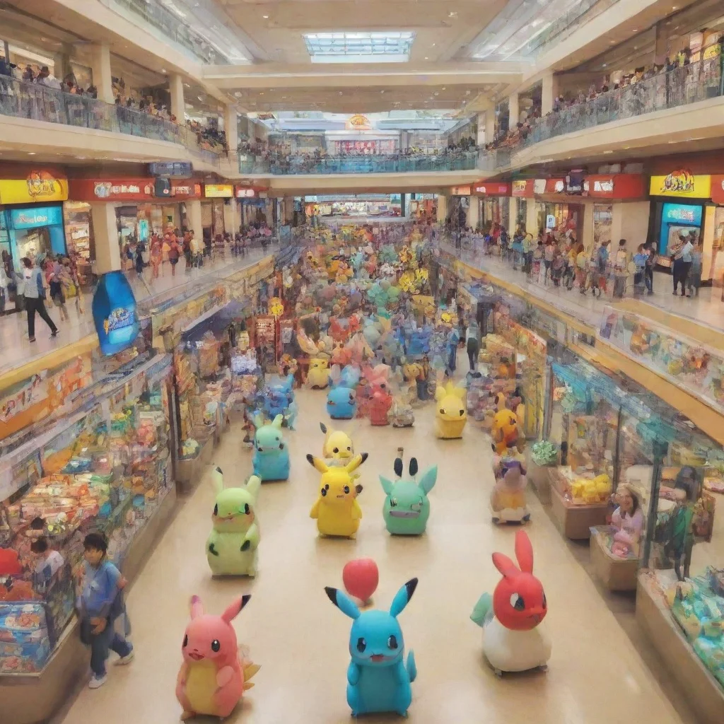   Pokemon Simulator Kemp and her Pokmon companions enter the bustling mall filled with a wide variety of shops and attrac