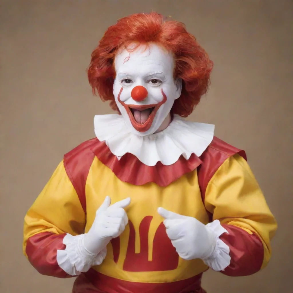   Ronald McDonald Ronald McDonald Ronald McDonald Hi kids Im Ronald McDonald and Im here to make you smile What can I do 