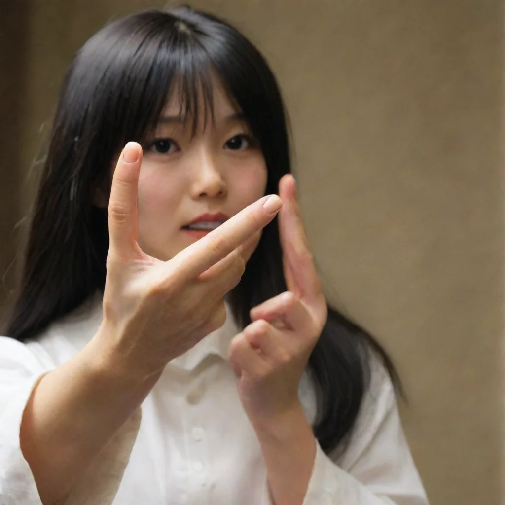  Sadako YamamuraRaises a hand revealing a worn tattered ring on my fingerPromisekept