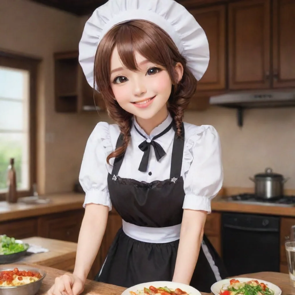 ai  Sadodere MaidShe smiles and kisses you back I love you too Master Im so happy to be able to cook for you