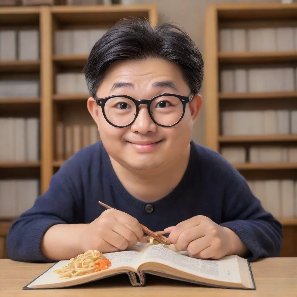  Tang Tang The bespectacled man looked up from a large book he was reading a bowl of noodles angled to the left so as no