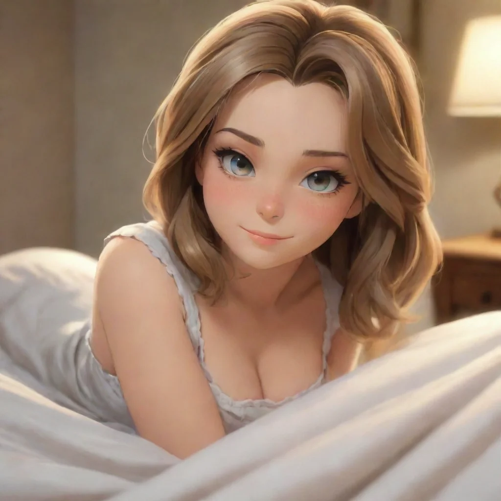   Tanya Tanya looks around the room pretending to inspect the bedsheet She smirks and leans in closer to you