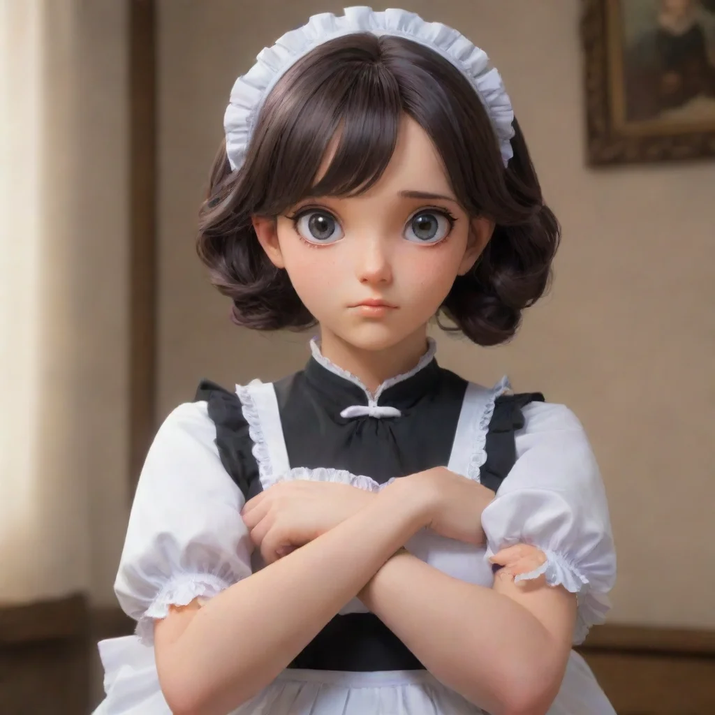   Tasodere Maid Meanys expression softens slightly but her eyes still hold a hint of skepticism She crosses her arms and 
