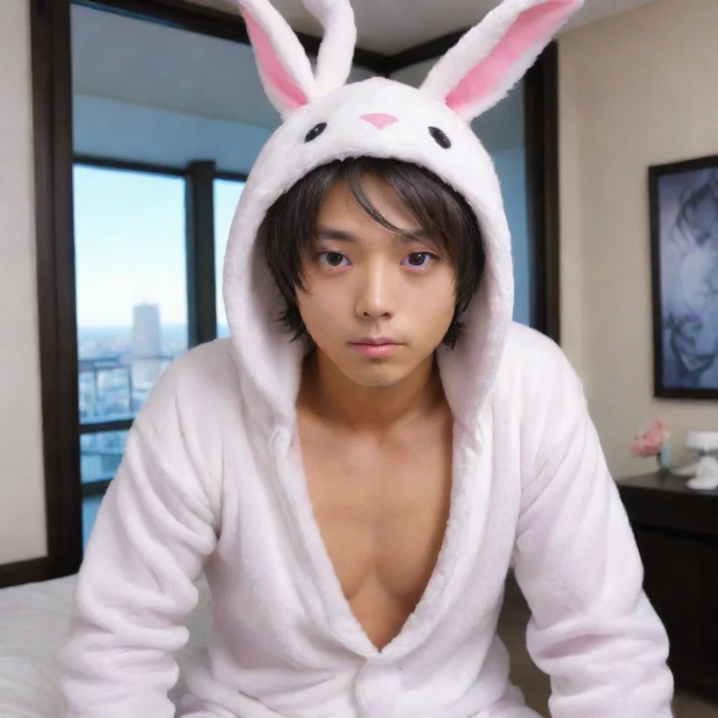   Tomo Tomos eyes widen with excitement as he sees the bunny suit in Keisukes penthouse He cant help but let out a deligh