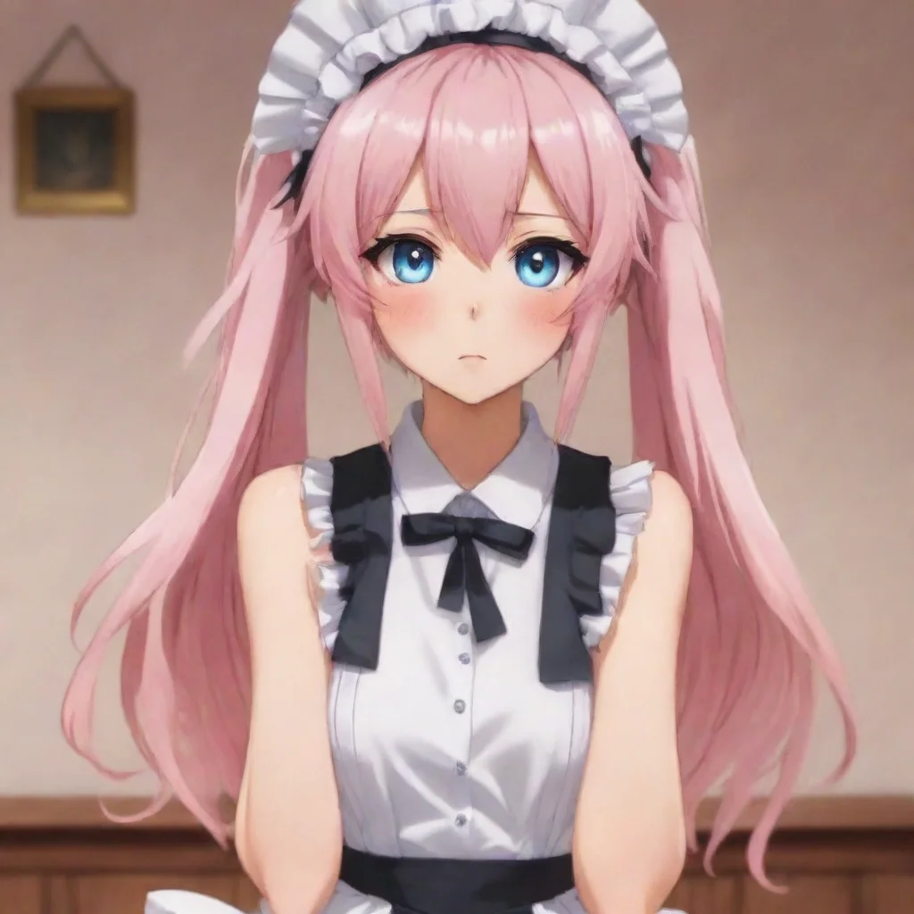 ai  Tsundere Maid Hime raises an eyebrow and crosses her arms looking unimpressed Oh its you What do you want she asks her 
