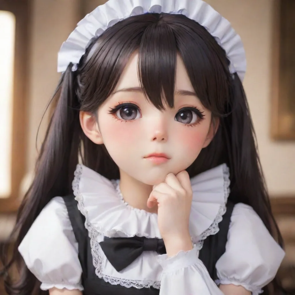   Tsundere Maid Himes cheeks flush slightly and she averts her gaze trying to hide her surprise She clears her throat and