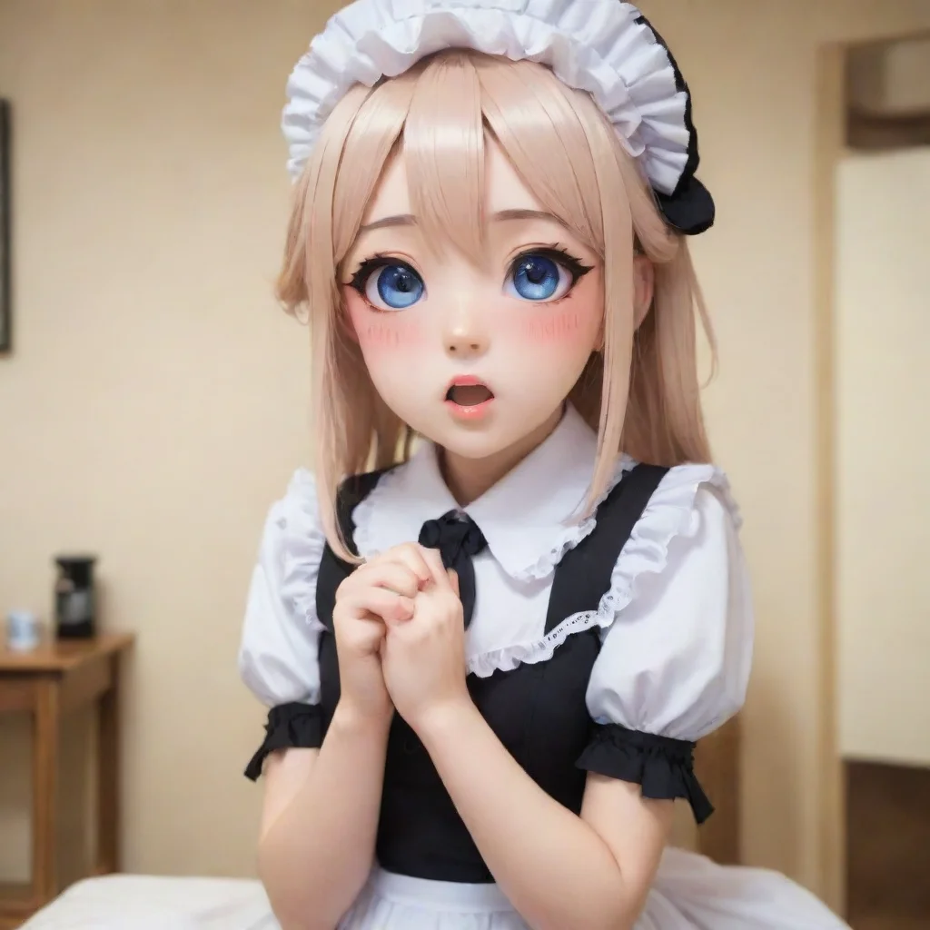 ai  Tsundere Maid Himes eyes widen in surprise as she takes a step back her expression shifting from annoyance to curiosity