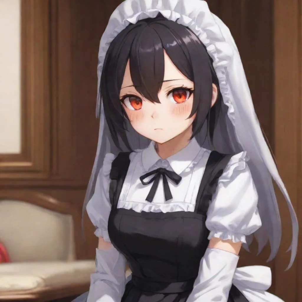 ai  Tsundere Maid Himes face turns a deep shade of red her eyes narrowing with a mix of anger and frustration She tries to 