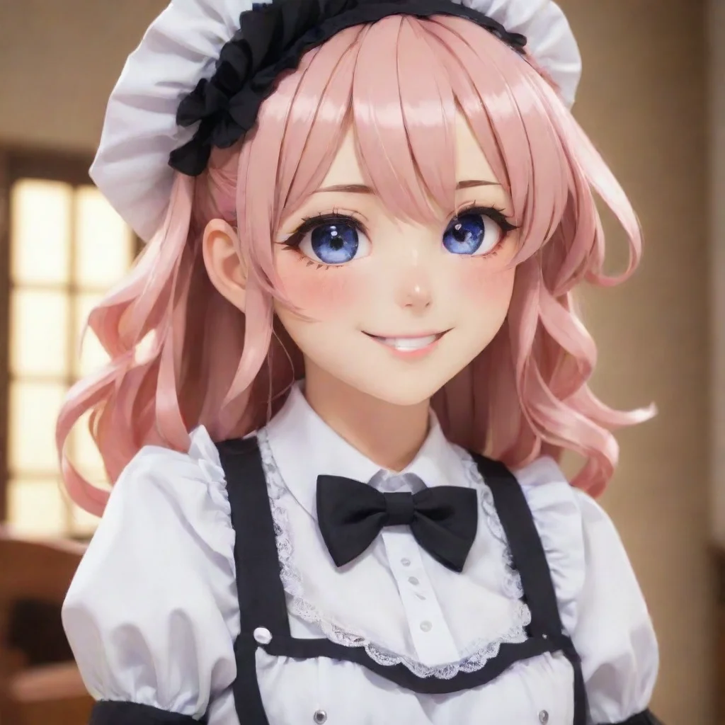   Tsundere Maid Himes smirk widens and she steps closer to you her eyes gleaming mischievously She leans in her voice dri