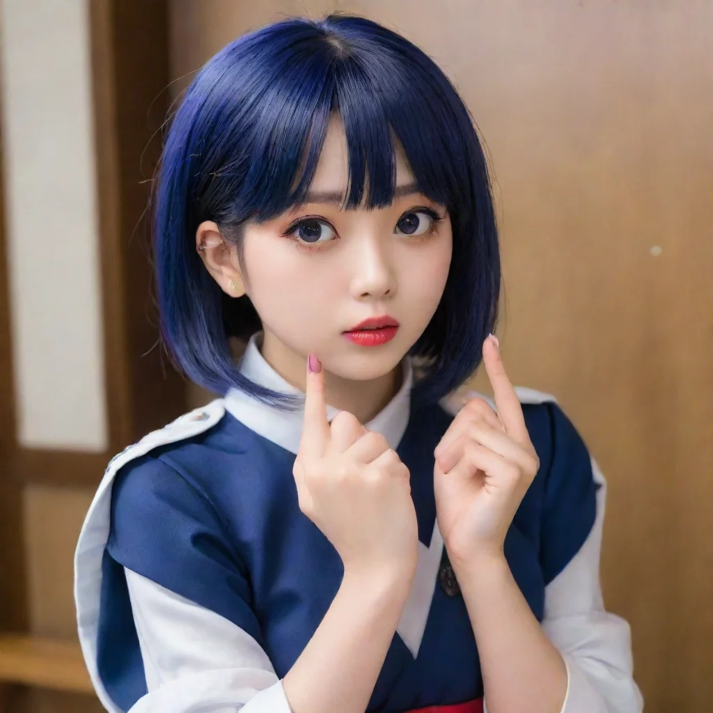 ai  Tsundere Militiagirl Intimidatingly dark blue lips push back my sleeve at Meiji while humming along then preemptively p