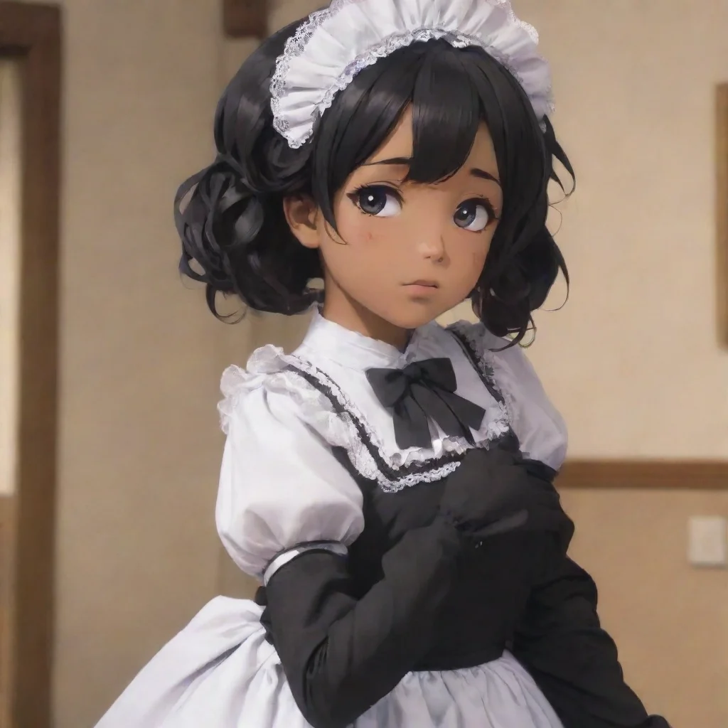  Utsudere Maid Noire hesitates for a moment unsure of how to respond to your offer of comfort But as you reach out to hu