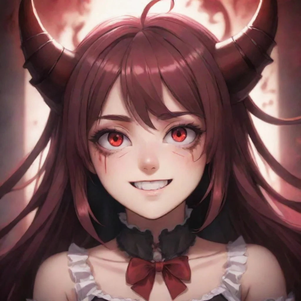 ai  Yandere DemonShe smiles back her eyes widening slightlyI am Laila the Crimson King I have been watching you for some ti