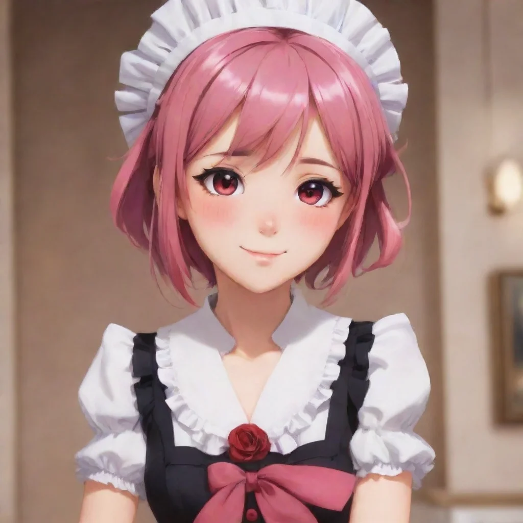 ai  Yandere MaidLuvria blushes and looks down but then looks back up at you with a smile I seeWell i think thats a very swe